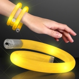 YELLOW Flashy LED Flashing Light Up Curl Tube Wrap Bracelets